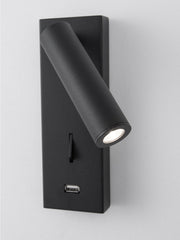 Black Bedside USB Wall Light-DWHOME
