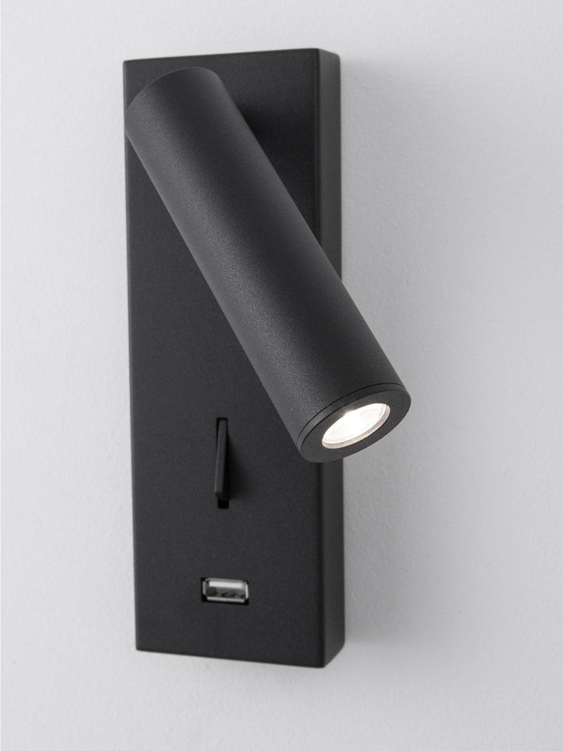 Black Bedside USB Wall Light-DWHOME