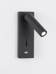 Black Bedside USB Wall Light-DWHOME