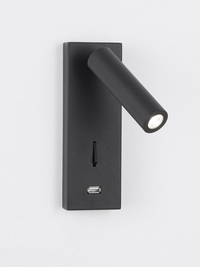 Black Bedside USB Wall Light-DWHOME