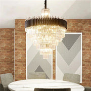 Fyu Modern Large Black and Gold Crystal Chandelier-DWHOME