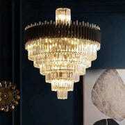 Fyu Modern Large Black and Gold Crystal Chandelier-DWHOME