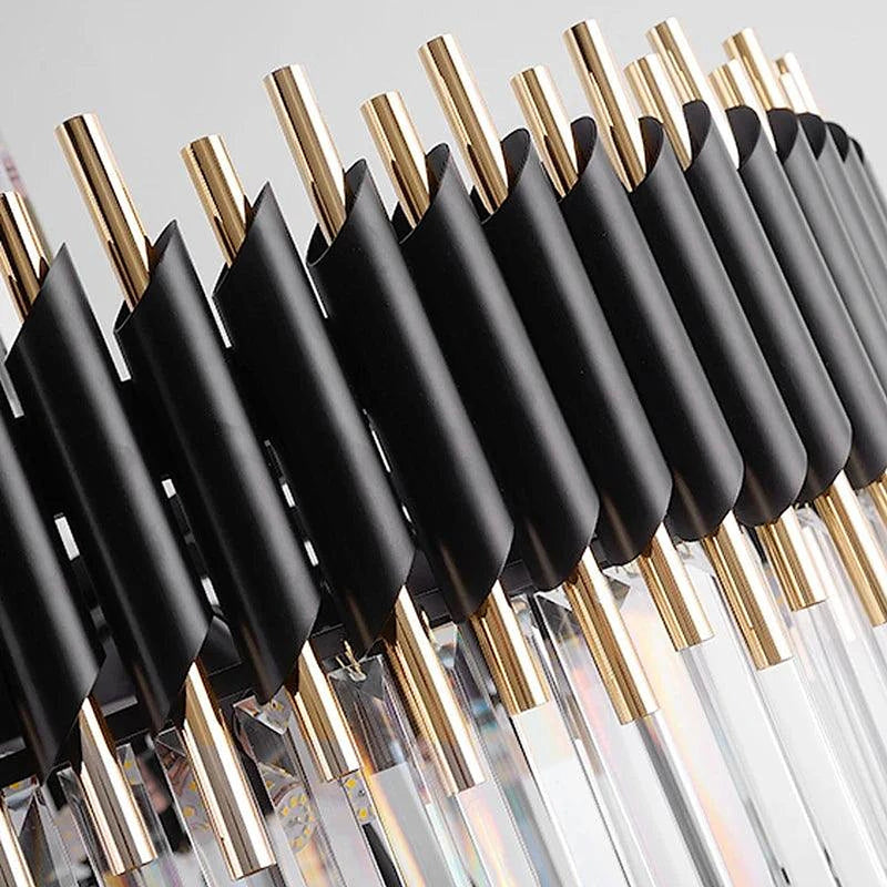 Fyu Modern Large Black and Gold Crystal Chandelier-DWHOME