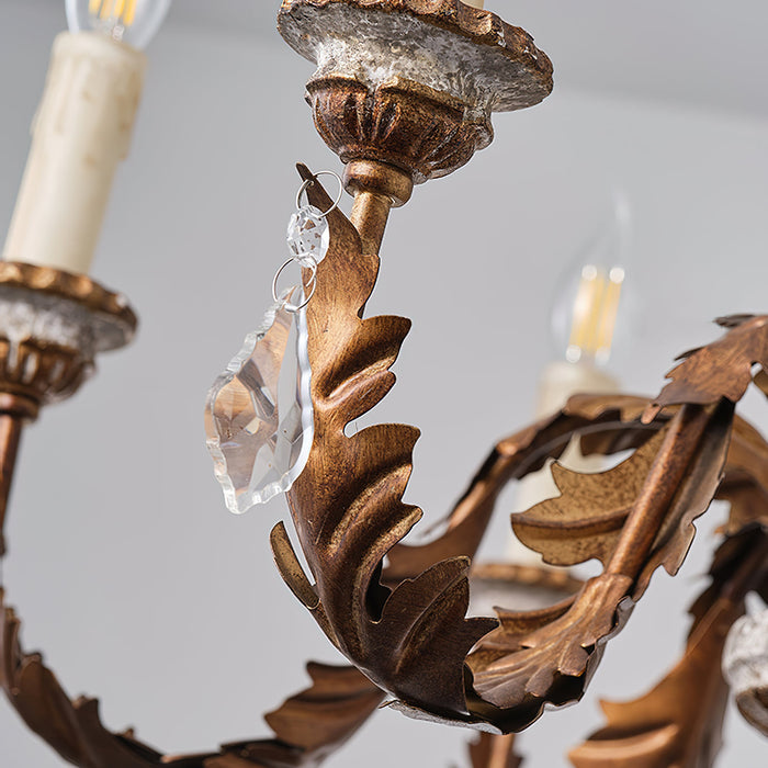 Giltwood Wood Chandelier-DWHOME