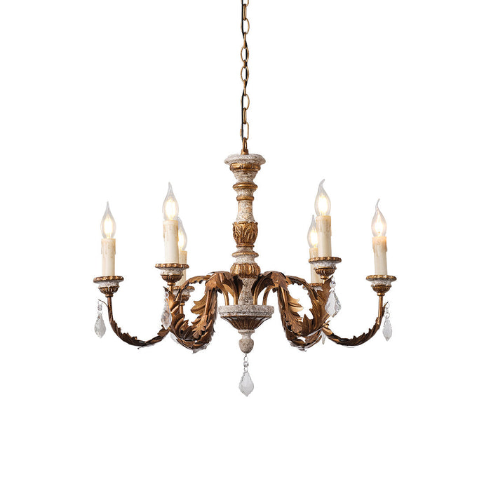 Giltwood Wood Chandelier-DWHOME