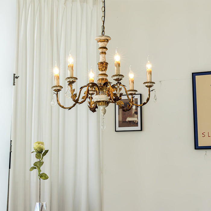 Giltwood Wood Chandelier-DWHOME