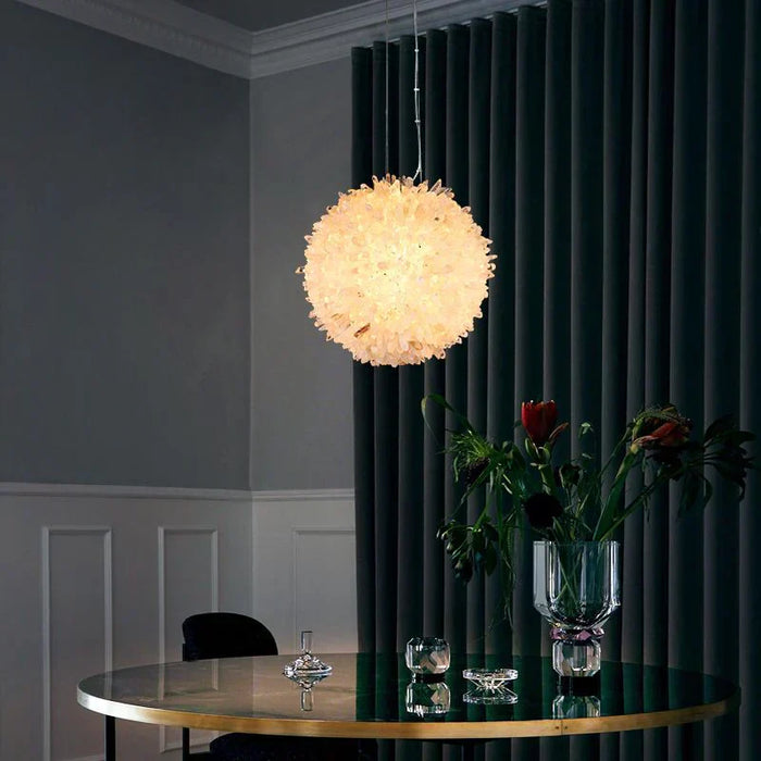 Clear Geode Quartz Crystal Ball Modern Pendant Light-DWHOME