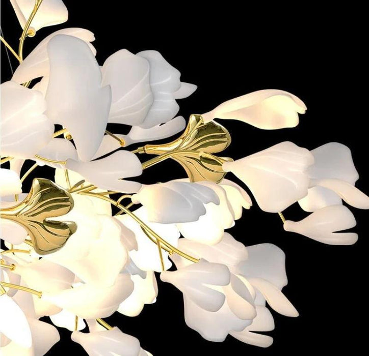 Gold White Leaves Combination Gingko Chandeliers - DWHOME