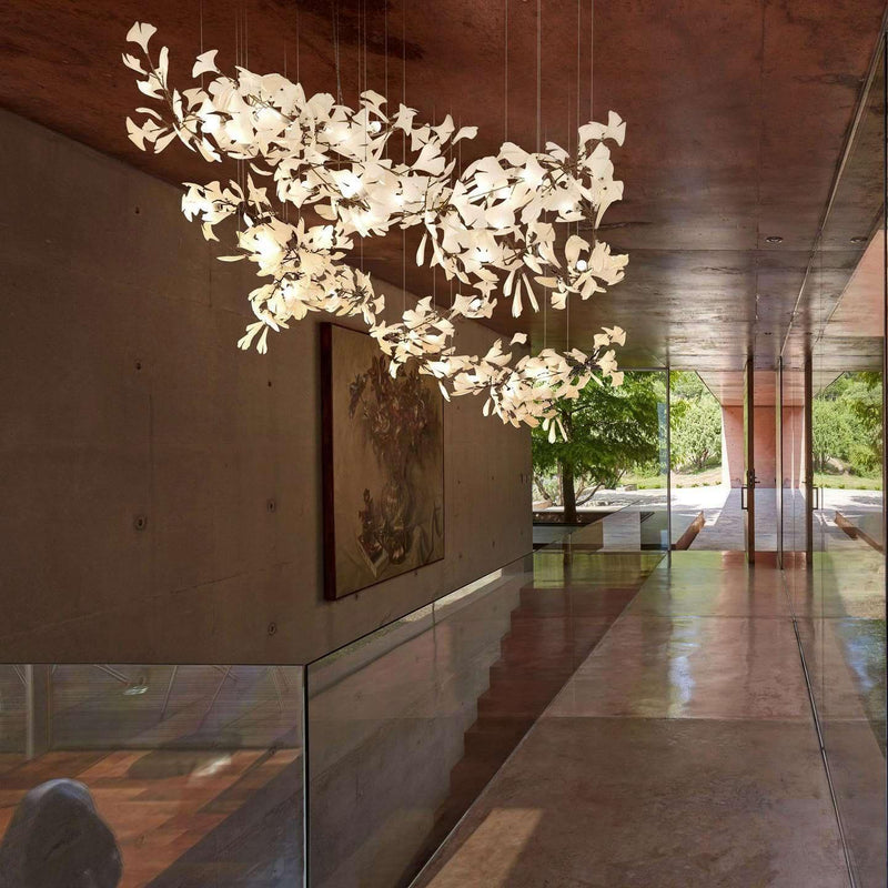 "Combinaison de feuilles dorées et blanches pour lustre Gingko-DWHOME"