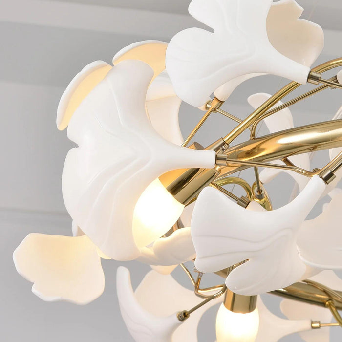 Gold White Leaves Combination Gingko Chandeliers - DWHOME