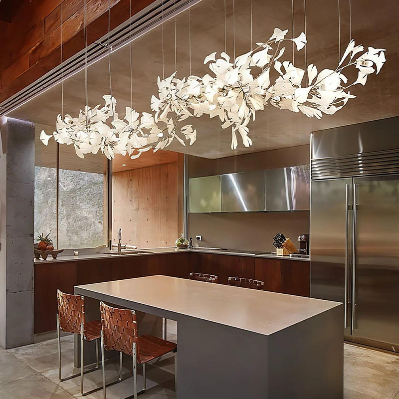 "Combinaison de feuilles dorées et blanches pour lustre Gingko-DWHOME"