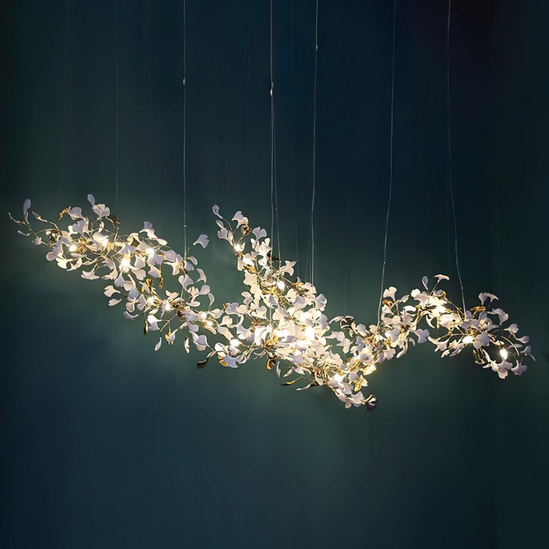 "Combinaison de feuilles dorées et blanches pour lustre Gingko-DWHOME"