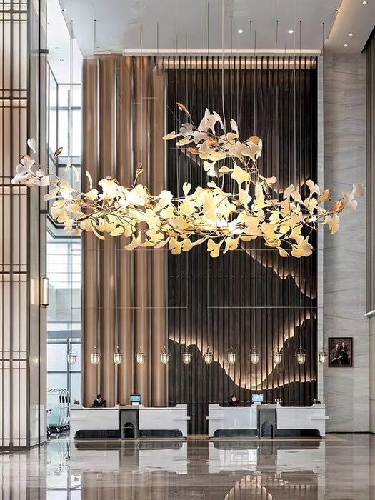 Gold White Leaves Combination Gingko Chandeliers.