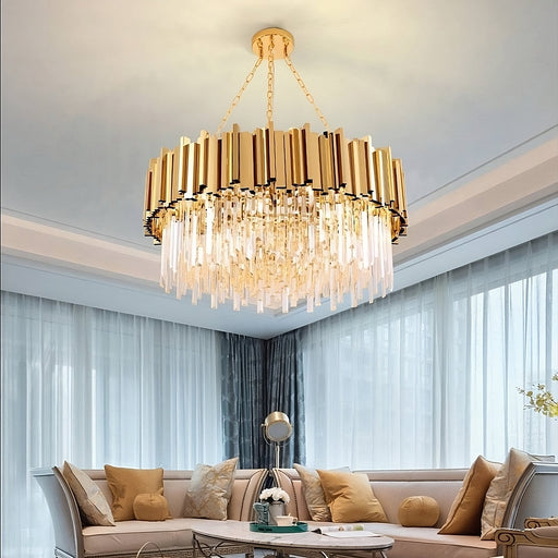 Gio Crystal Chandelier, Polished Gold.