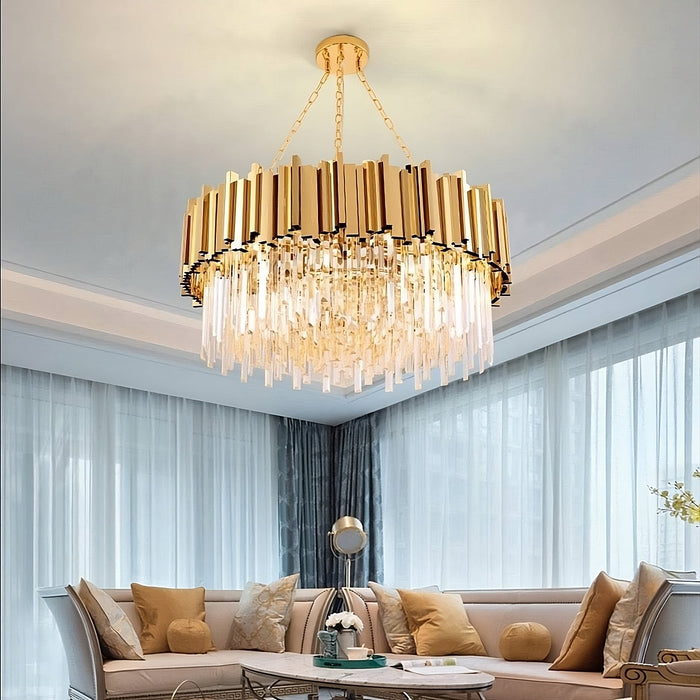 Gio Crystal Chandelier, Polished Gold.