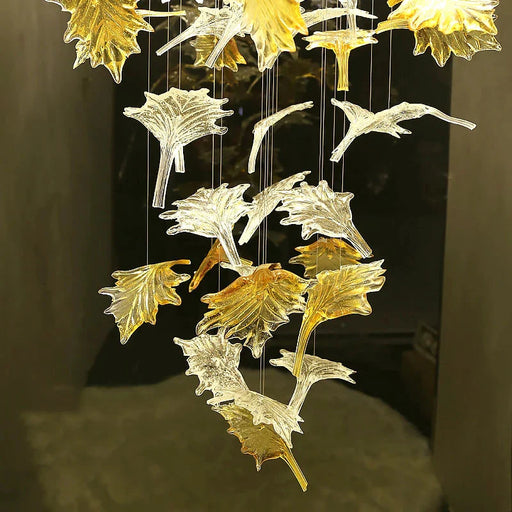 Glass Maple Leaf Hanging Light for Staircase.