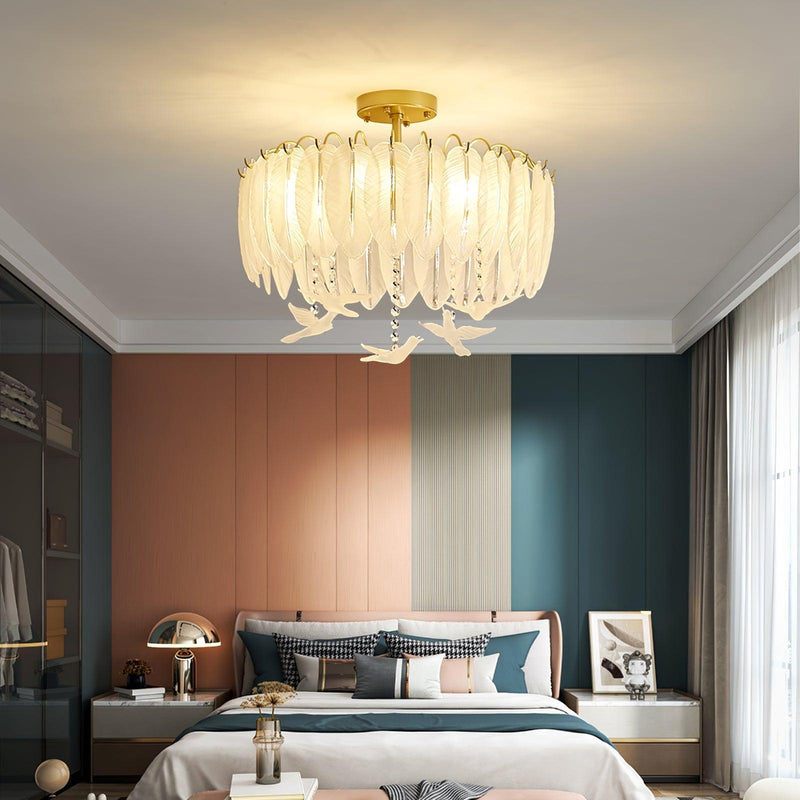 Glass Feather Ceiling Light-DWHOME