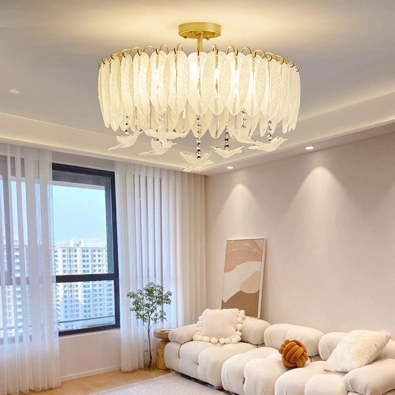 Glass Feather Ceiling Light-DWHOME