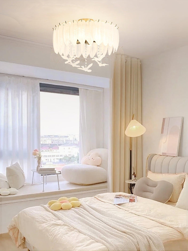 Glass Feather Ceiling Light-DWHOME