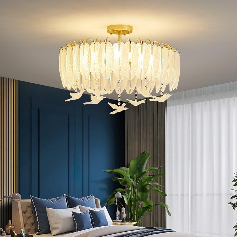 Glass Feather Ceiling Light-DWHOME