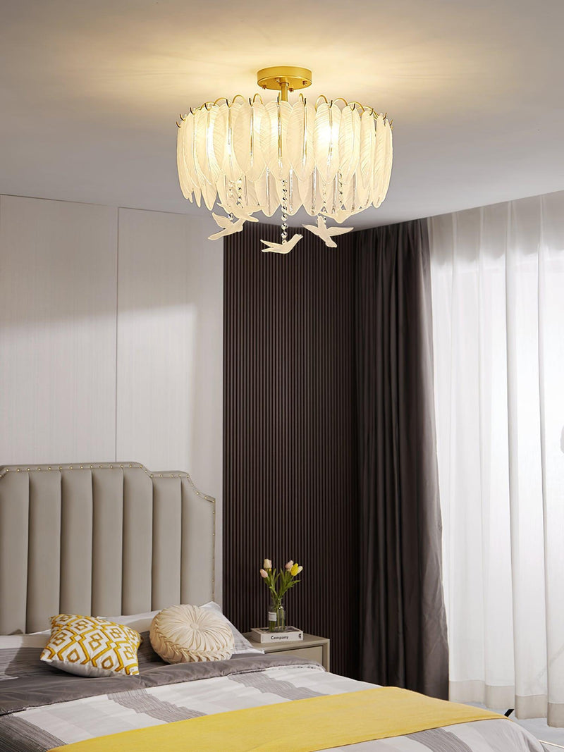 Glass Feather Ceiling Light-DWHOME