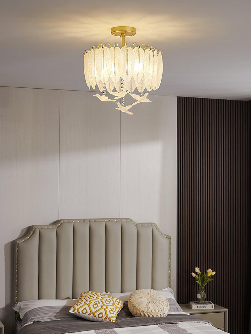 Glass Feather Ceiling Light-DWHOME