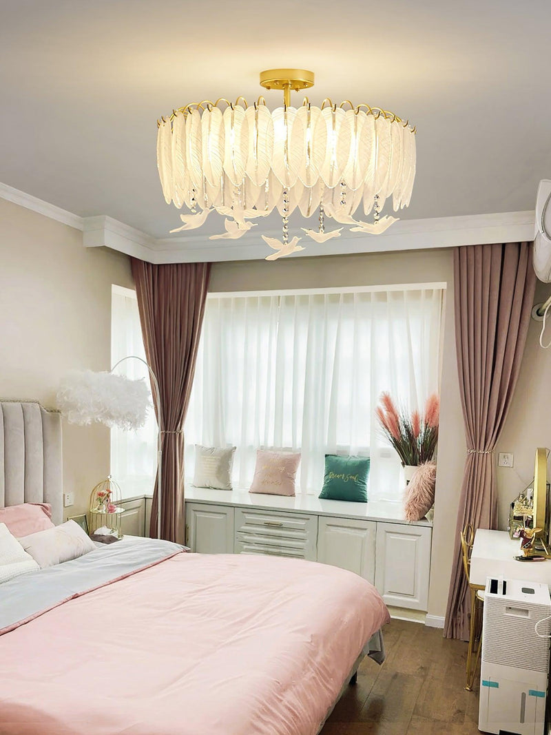 Glass Feather Ceiling Light-DWHOME