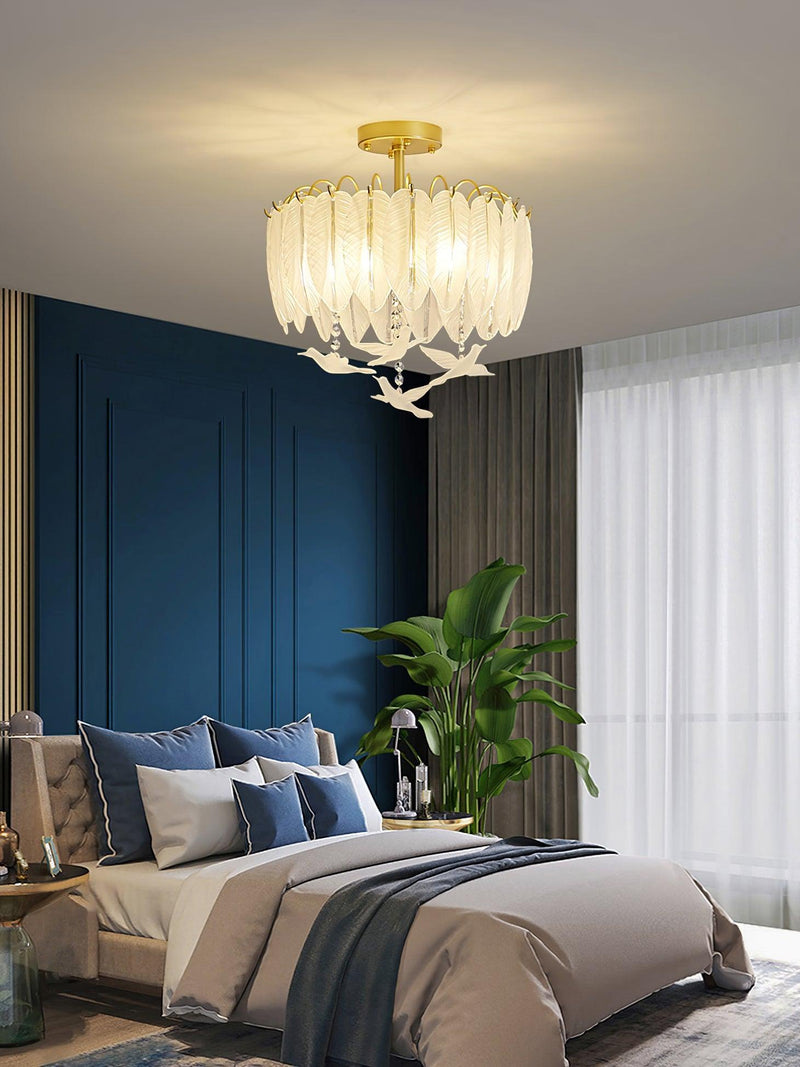 Glass Feather Ceiling Light-DWHOME