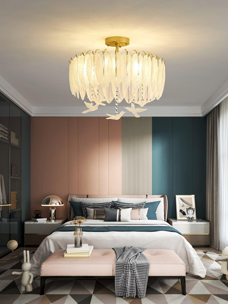 Glass Feather Ceiling Light-DWHOME