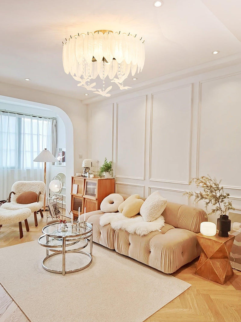 Glass Feather Ceiling Light-DWHOME