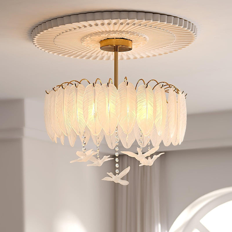 Glass Feather Ceiling Light-DWHOME