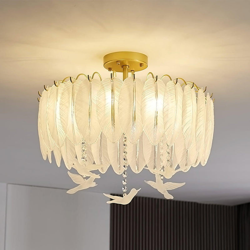 Glass Feather Ceiling Light-DWHOME