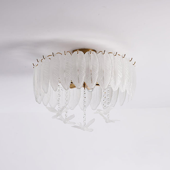 Glass Feather Ceiling Light.