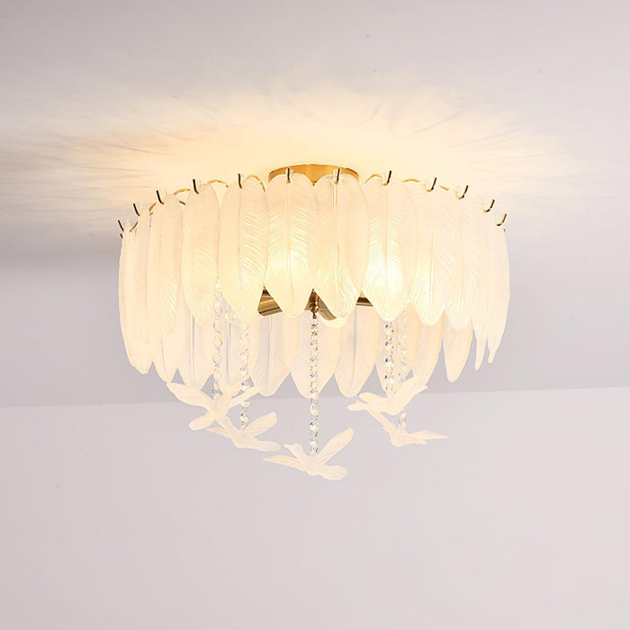 Glass Feather Ceiling Light.