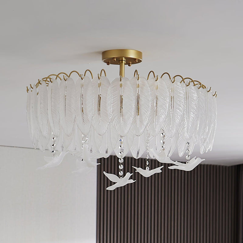 Glass Feather Ceiling Light-DWHOME