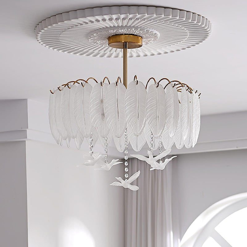 Glass Feather Ceiling Light-DWHOME