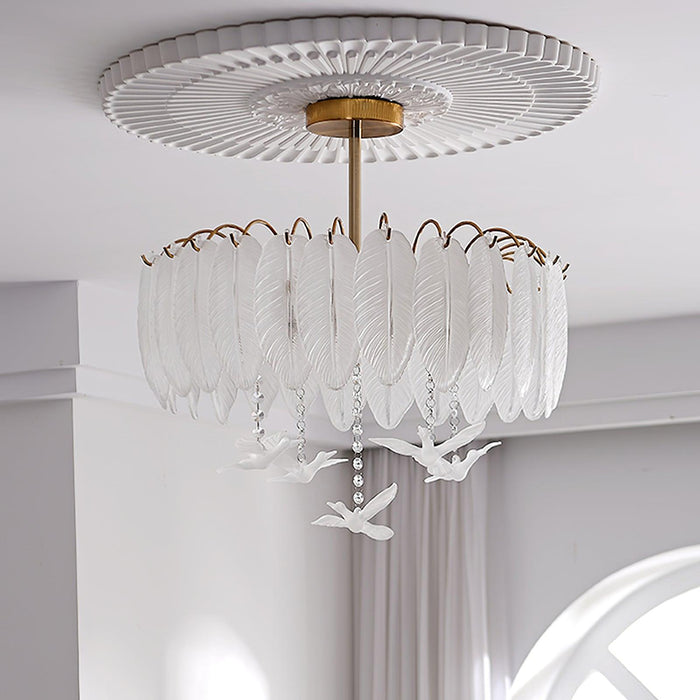 Glass Feather Ceiling Light.