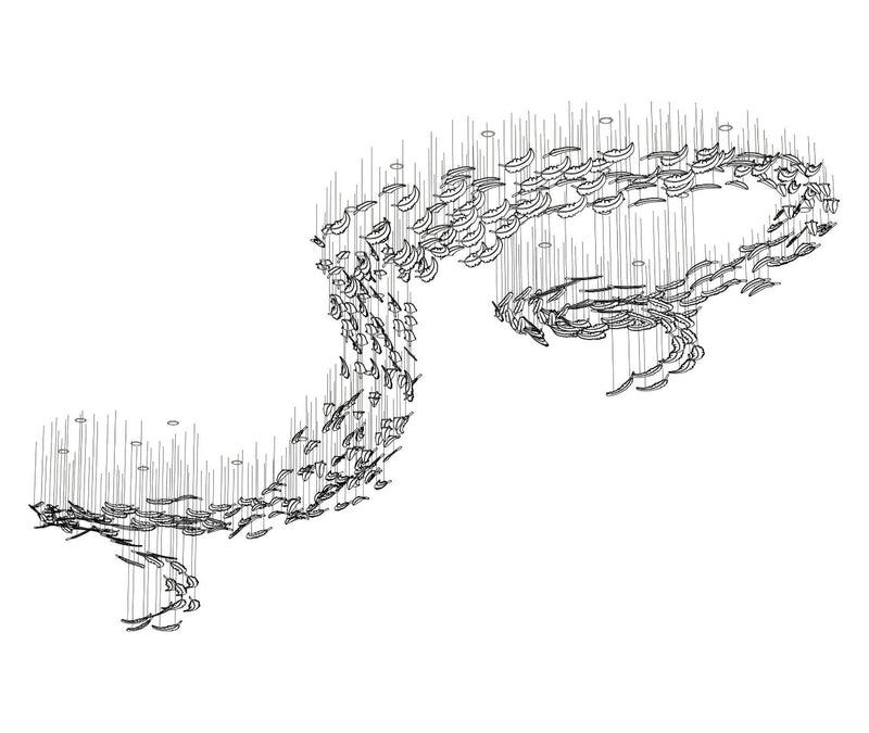 Glass Feathers Flying Chandelier-DWHOME