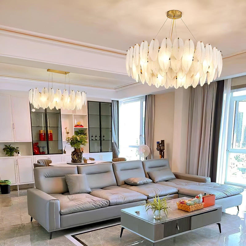 Glass Feather Chandelier-DWHOME