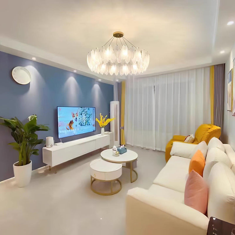 Glass Feather Chandelier-DWHOME