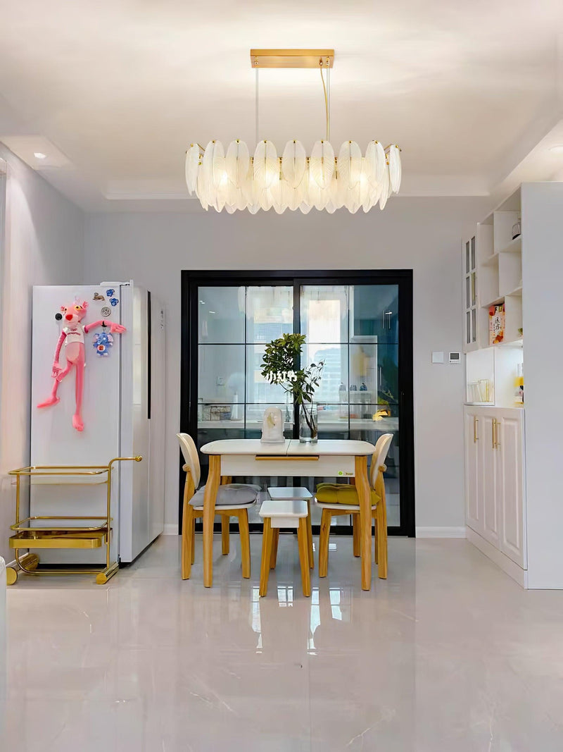 Glass Feather Chandelier-DWHOME