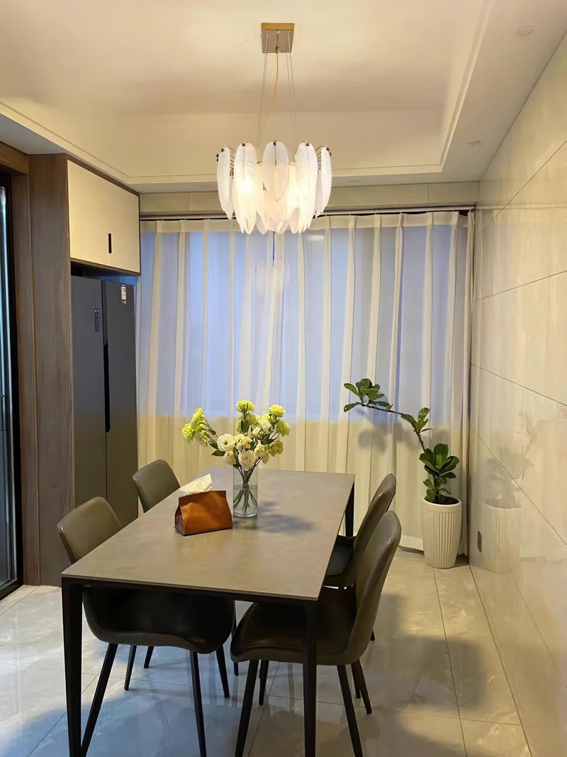 Glass Feather Chandelier-DWHOME