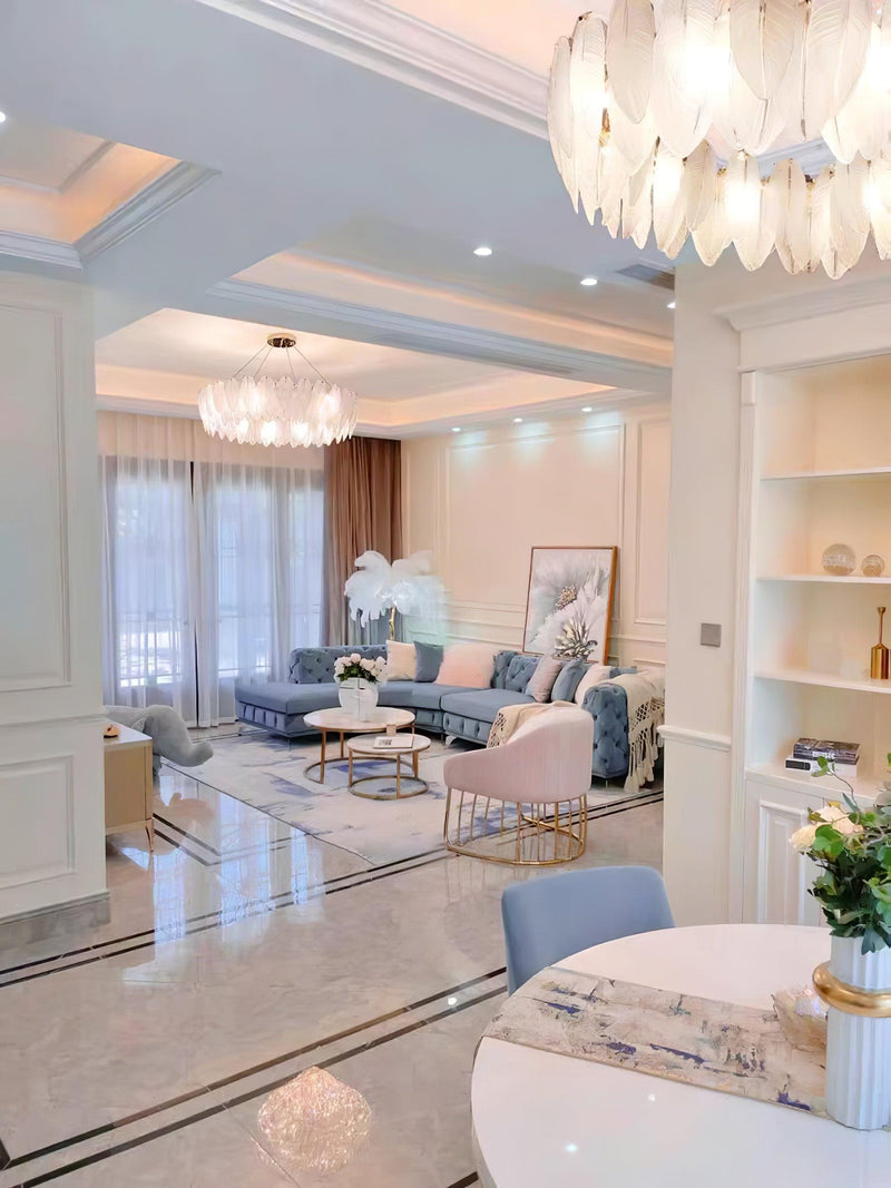 Glass Feather Chandelier-DWHOME