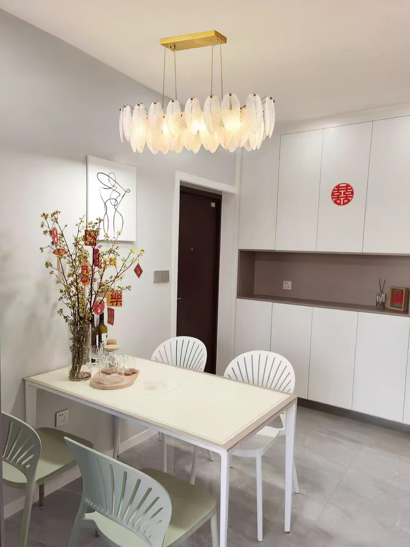 Glass Feather Chandelier-DWHOME