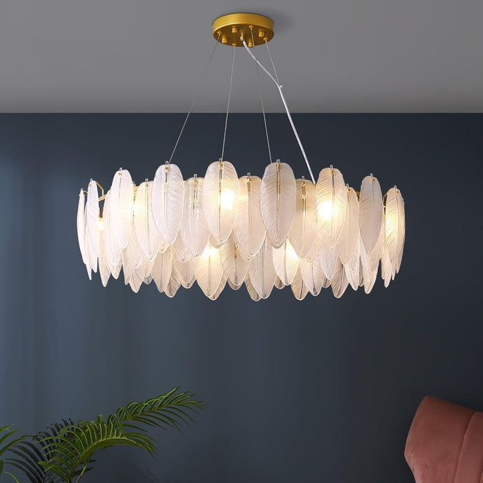 Glass Feather Chandelier-DWHOME