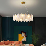 Glass Feather Chandelier-DWHOME
