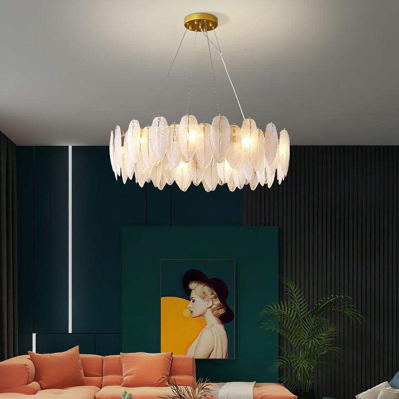 Glass Feather Chandelier-DWHOME