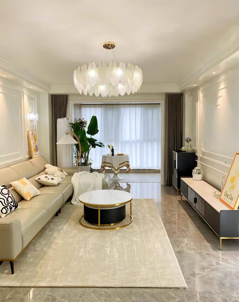 Glass Feather Chandelier-DWHOME