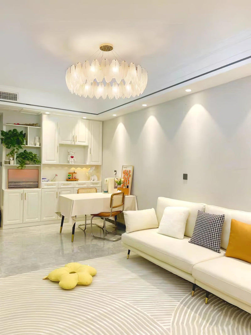 Glass Feather Chandelier-DWHOME