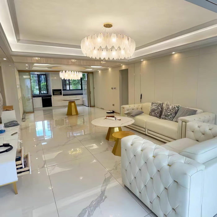 Glass Feather Chandelier-DWHOME